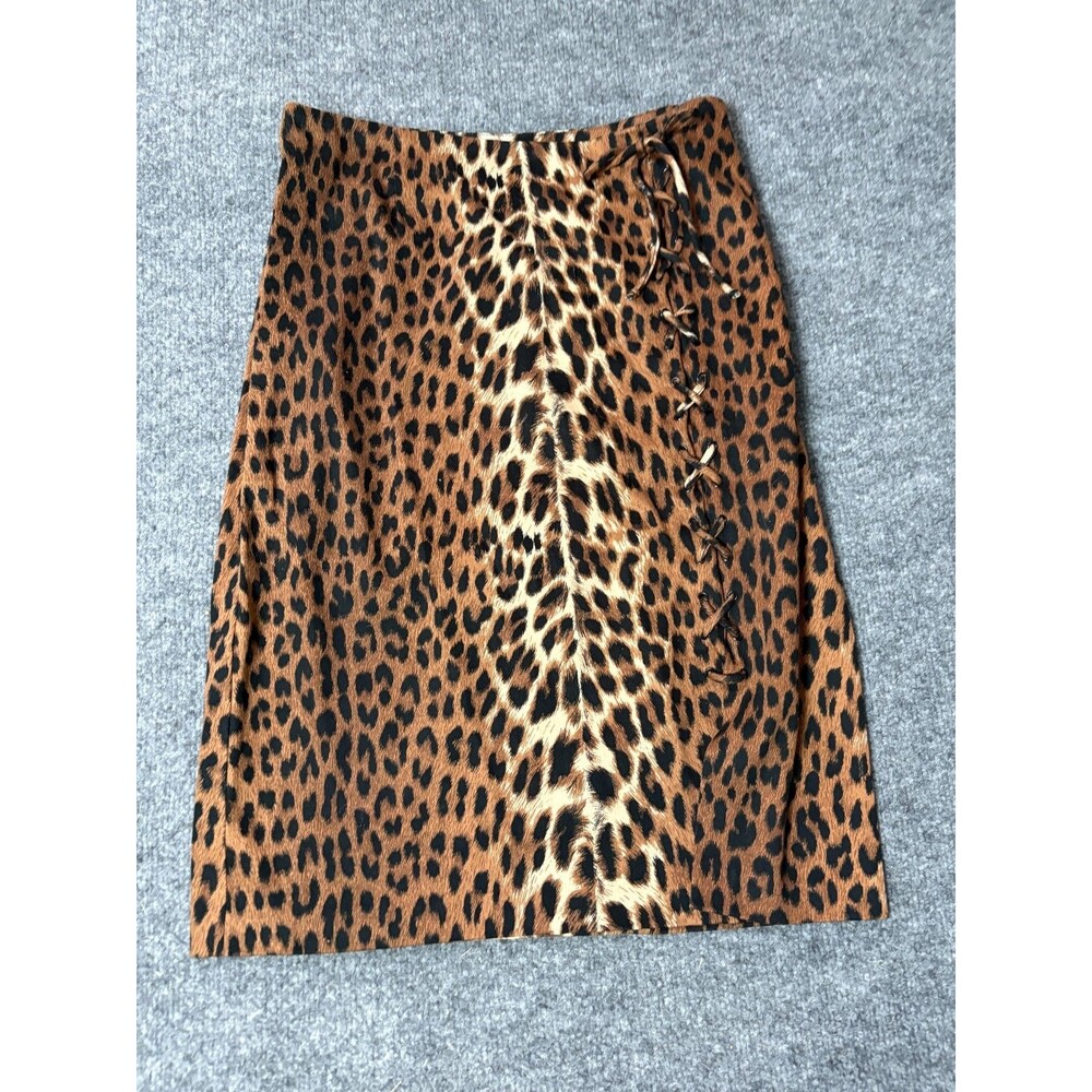 Micas Skirt Womens Size 8 Animal Print Lace Up Side Below the Knee